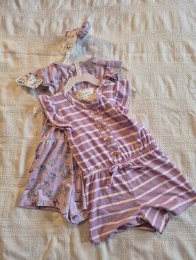 btween girls size 2T romper set with 1 scrunchy shades of purple NEW